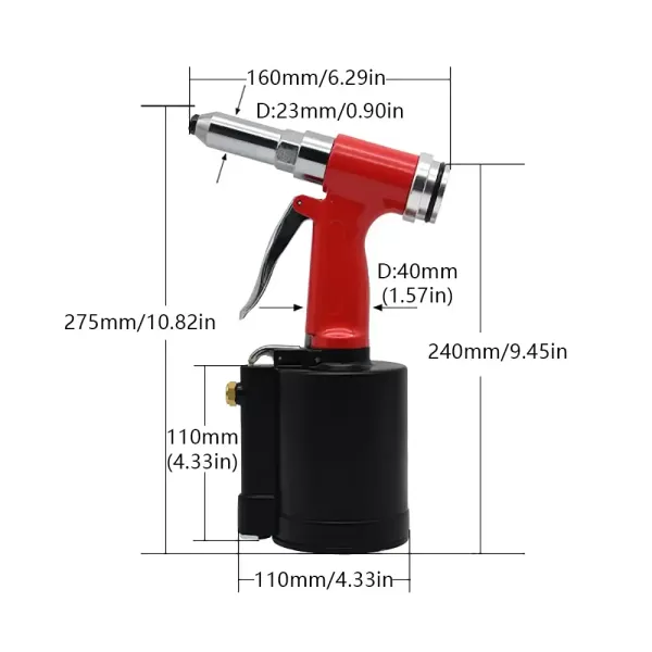 Blindnietpistole 1/4 NPT Druckluft Pneumatische Nietpistole Druckluft Blindnieten Air Nietgerät Blindnietgerät