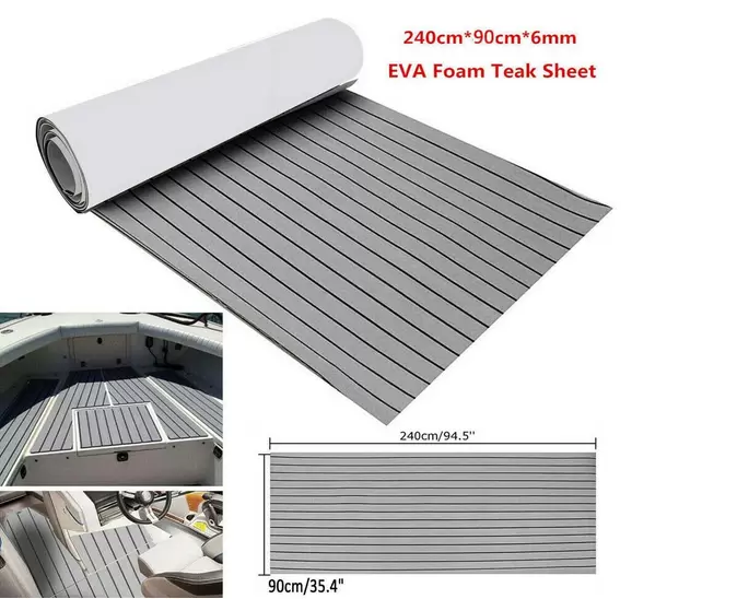 Eva Schaum Teak Bodenbelag Deluxe Marine Fußboden Selbstklebend Matte Deck Teppich (240x90x0.6cm)