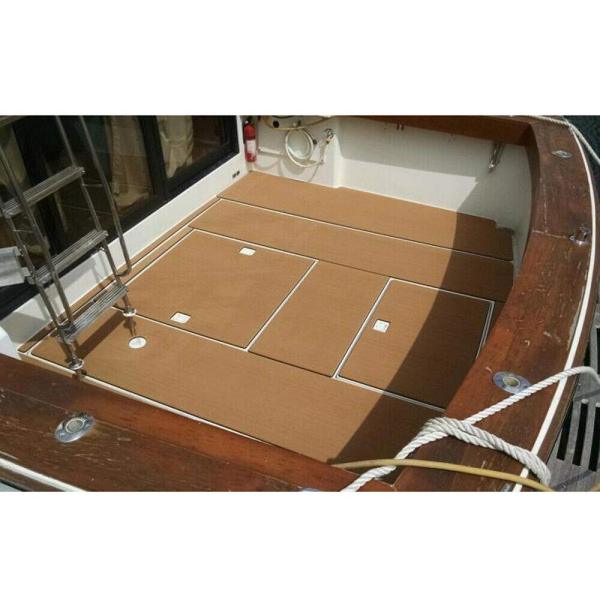 Eva Schaumstoff Bodenbelag Teakholz - Deck für Boote Yacht Marine Bodenbelag Rutschfester Teppich 240x90x0.6cm, Braun