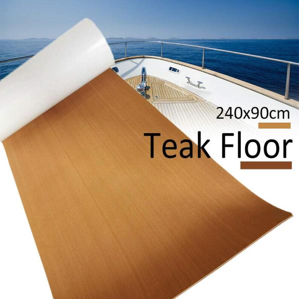 Eva Schaumstoff Bodenbelag Teakholz - Deck für Boote Yacht Marine Bodenbelag Rutschfester Teppich 240x90x0.6cm, Braun