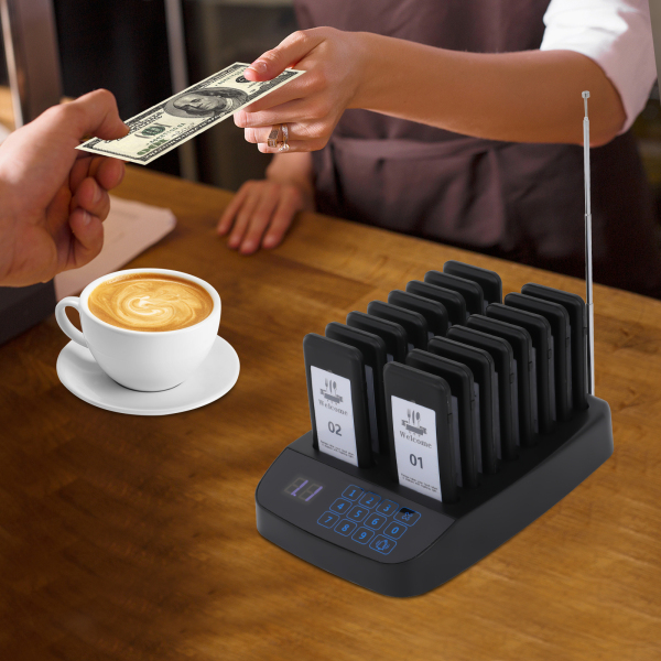 CNCEST Restaurant-Pager-System, Pager-Rufsystem für Restaurant, drahtloses Rufsystem 16 Gäste-Pager