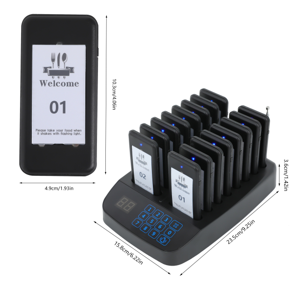 CNCEST Restaurant-Pager-System, Pager-Rufsystem für Restaurant, drahtloses Rufsystem 16 Gäste-Pager