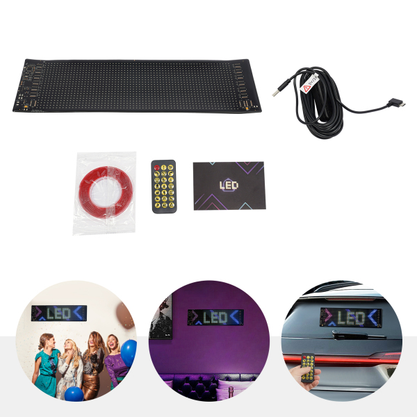 34,8 cm x 10,2 cm flexibler LED-Bildschirm, LED-Anzeigetafel, flexibles LED-Schild für Auto, Geschäft, Bar, Werbung