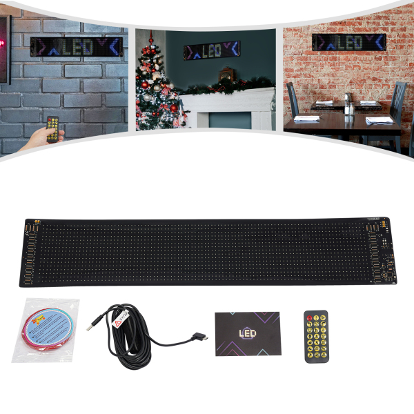 59,5 cm x 12 cm flexibler LED-Bildschirm, LED-Anzeigetafel, flexibles LED-Schild für Auto, Geschäft, Bar, Werbung