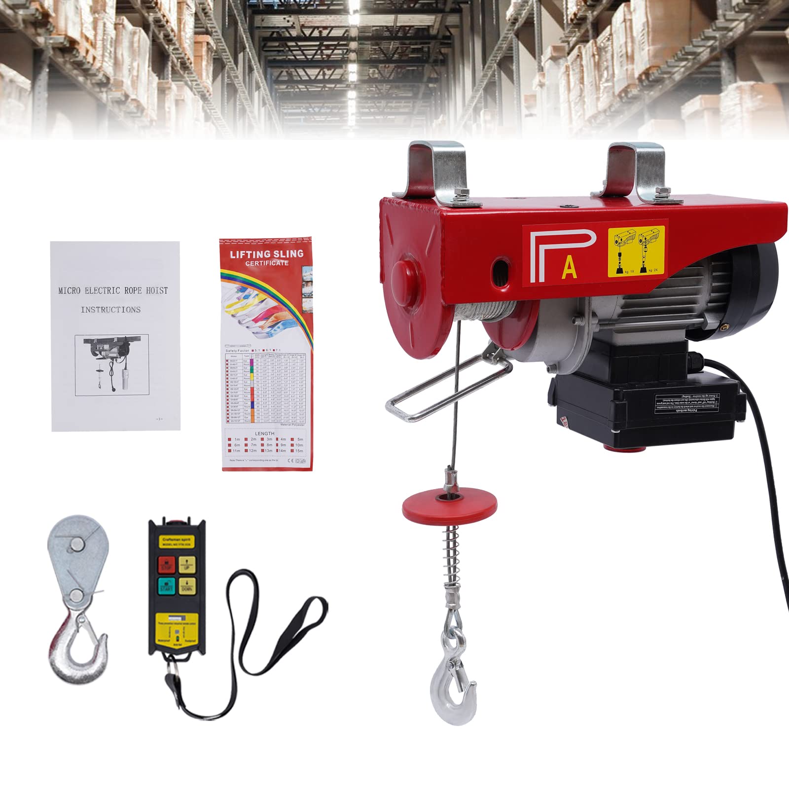 Seilhebezug,440LBS Elektro-Hebezeug mit drahtloser Fernbedienung und Slings Elektrowinde Seilhebezug,440LBS Elektro-Hebezeug mit drahtloser Fernbedienung und Slings Elektrowinde