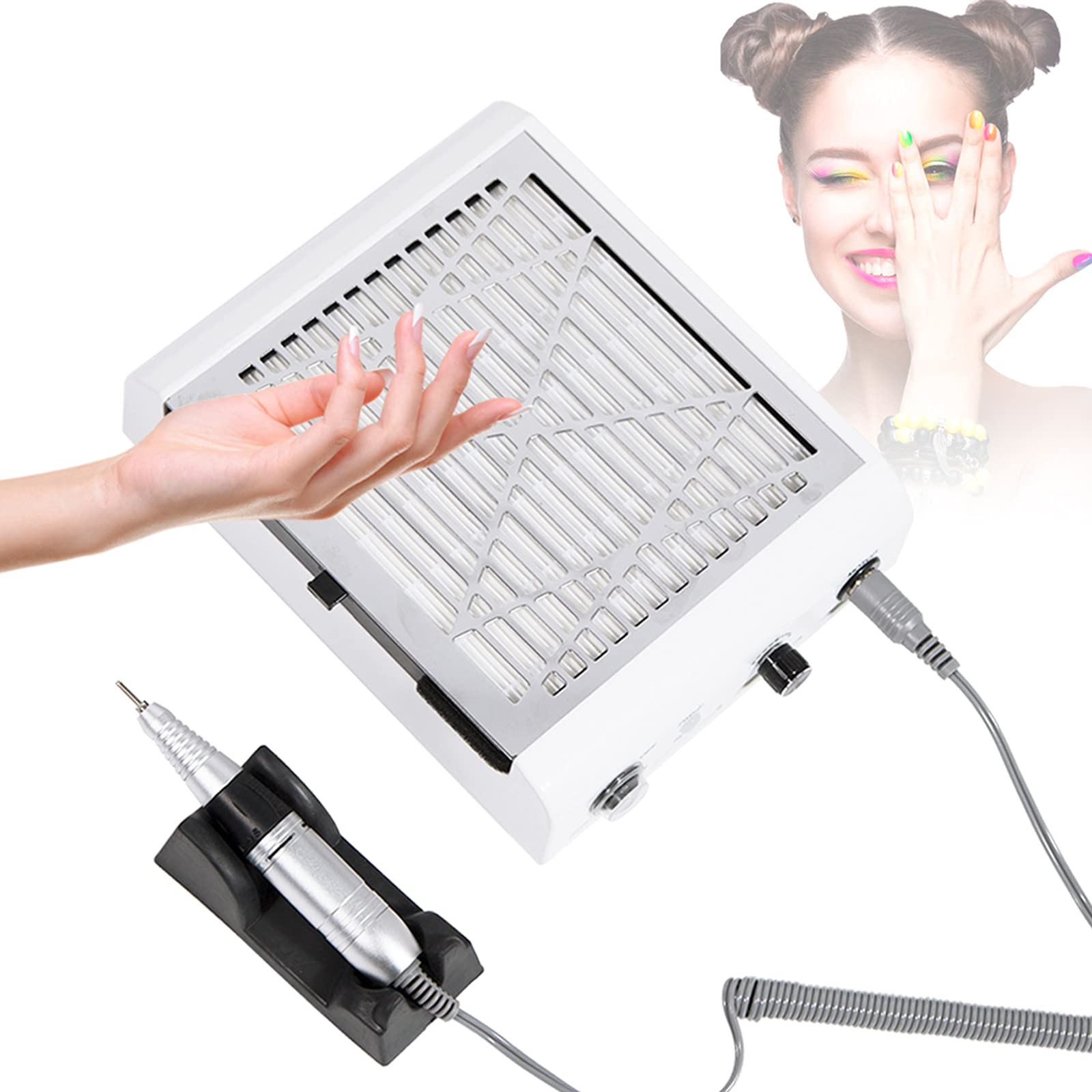 Elektrisch Nagelfeilen - Nagelfräser mit Staubsammler 30000UPM Pediküre Maniküre