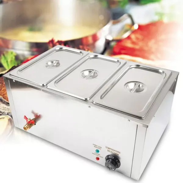 1/3 * 3 Satz elektrischer Lebensmittelwärmer 7L Edelstahl Warm-Wasserbad