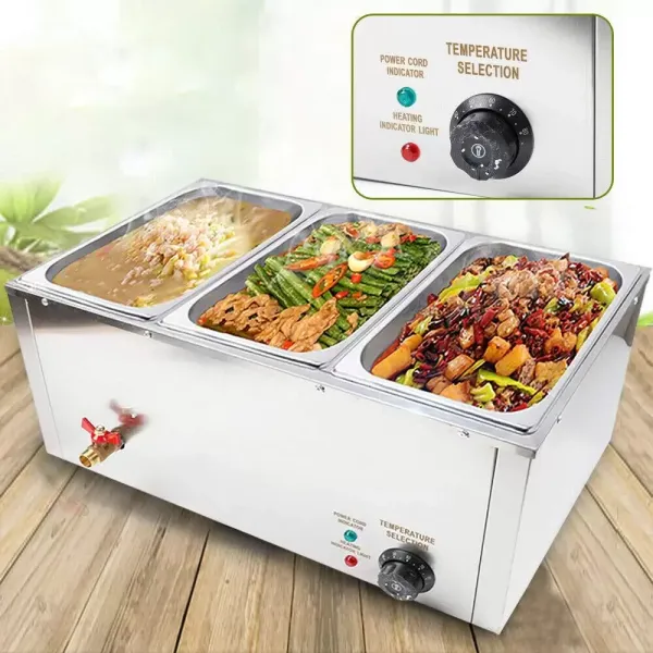 1/3 * 3 Satz elektrischer Lebensmittelwärmer 7L Edelstahl Warm-Wasserbad