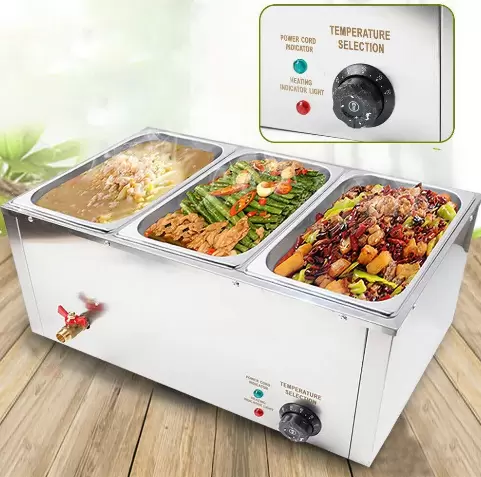 1/3 * 3 Satz elektrischer Lebensmittelwärmer 7L Edelstahl Warm-Wasserbad
