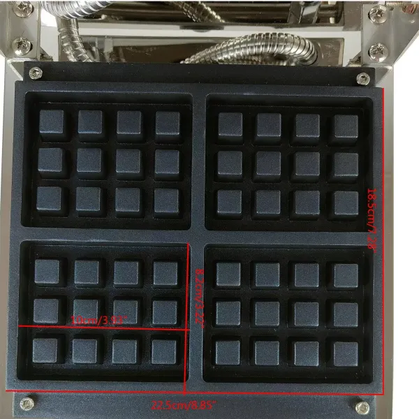 1300W Gewerbliches Waffeleisen aus Edelstahl 4 Waffeldesign Edelstahlpfanne mit Antihaftbeschichtung