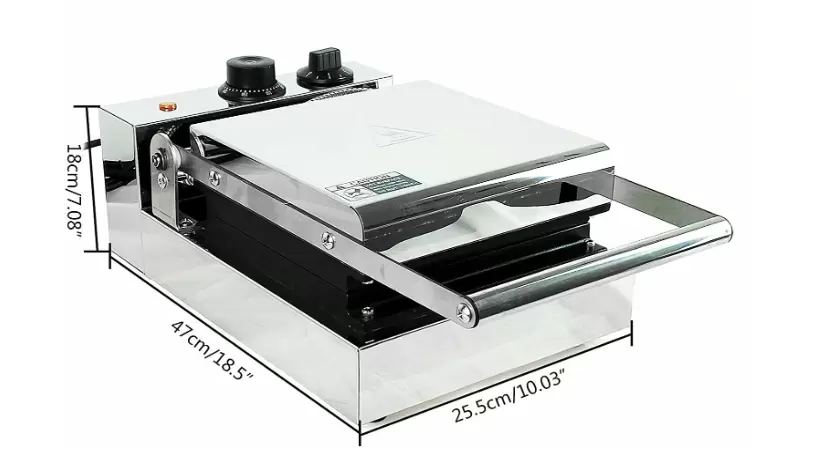 1300W Gewerbliches Waffeleisen aus Edelstahl 4 Waffeldesign Edelstahlpfanne Antihaft-Waffeleisen