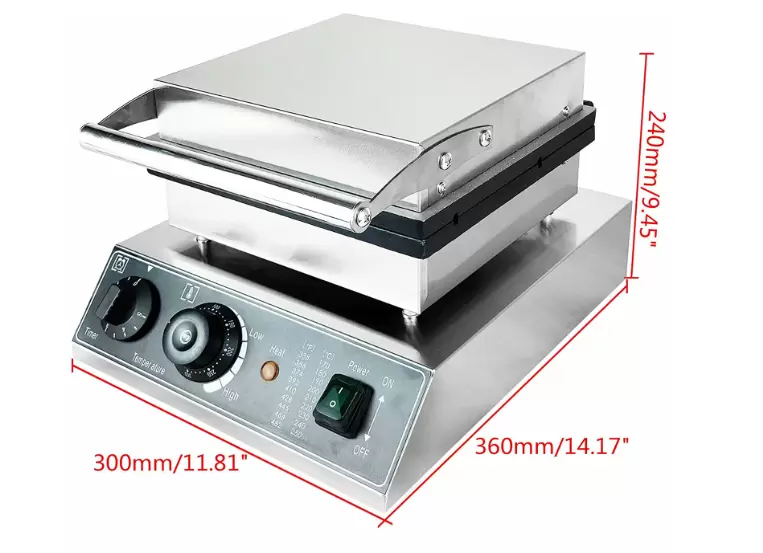 1700W Waffeleisen mit Antihaftbeschichtung Fettauffangrille mit Antihaftbeschichtung