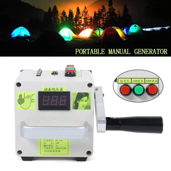 Tragbare Manuelle Kurbel Generator Multifunktions Handkurbel Stromerzeuger Notladegerät Ladegerät