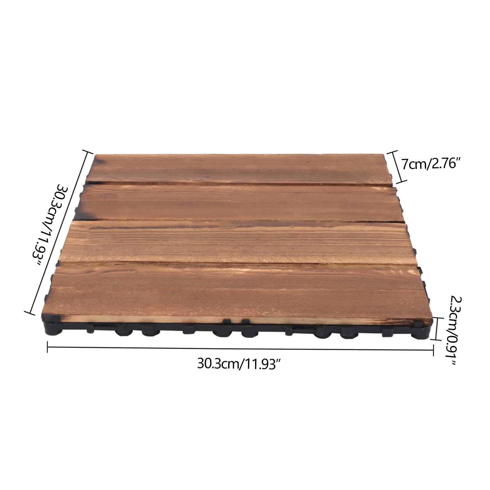 36 Stück Terrassenfliesen aus Holz Hartholz, ineinandergreifende Bodenfliesen Terrassenfliesen