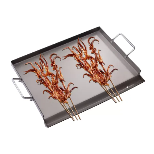 Edelstahl Plancha Universal BBQ Grillplatte mit 2 Griffen 33×43CM für Perfekt für Familien, Restaurants, um Steaks