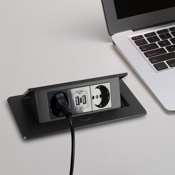 Tischsteckdose, USB 3.1 Typ C, 4000 W, schnelles Laden, platzsparend