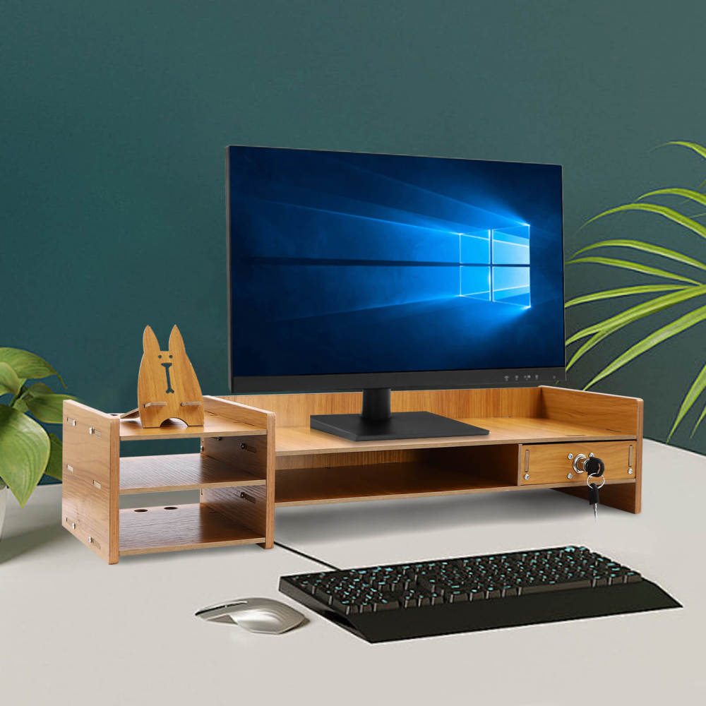 Holz-Schreibtisch-Organizer, Mobiler Computer-Halter Desktop-Speicher-Organizer