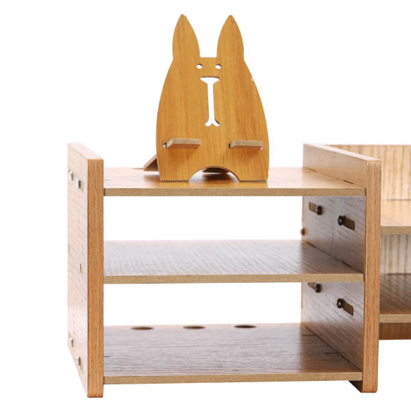 Holz-Schreibtisch-Organizer, Mobiler Computer-Halter Desktop-Speicher-Organizer