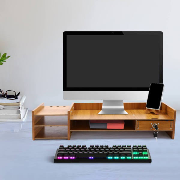 Holz-Schreibtisch-Organizer, Mobiler Computer-Halter Desktop-Speicher-Organizer