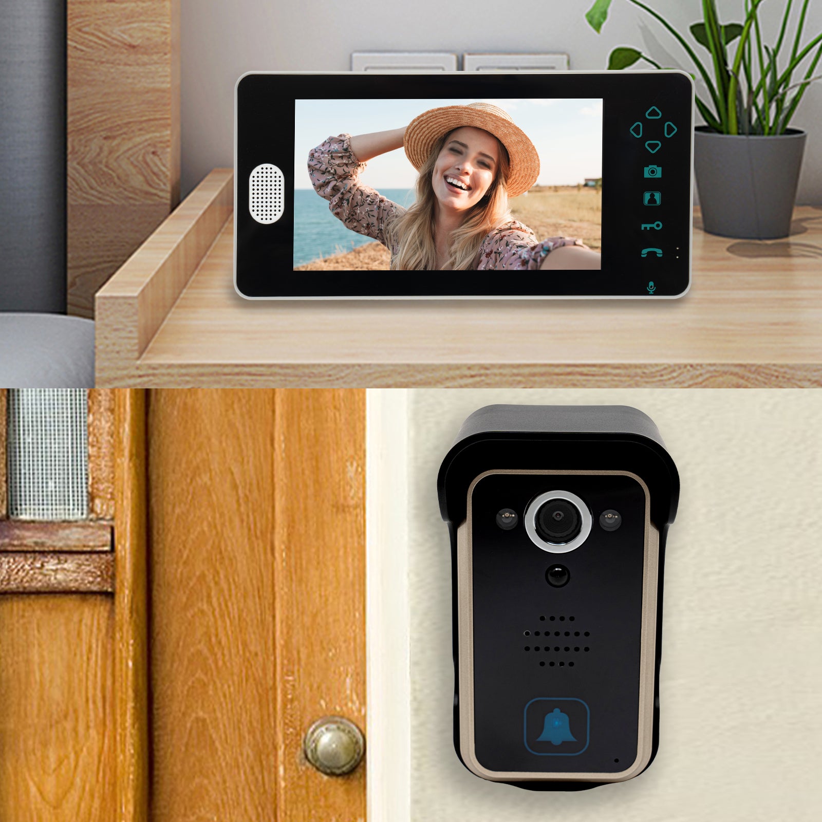 Drahtlose Video Türsprechanlage Türklingel Intercom System, Kabellose Video Gegensprechanlage Türsprechanlage