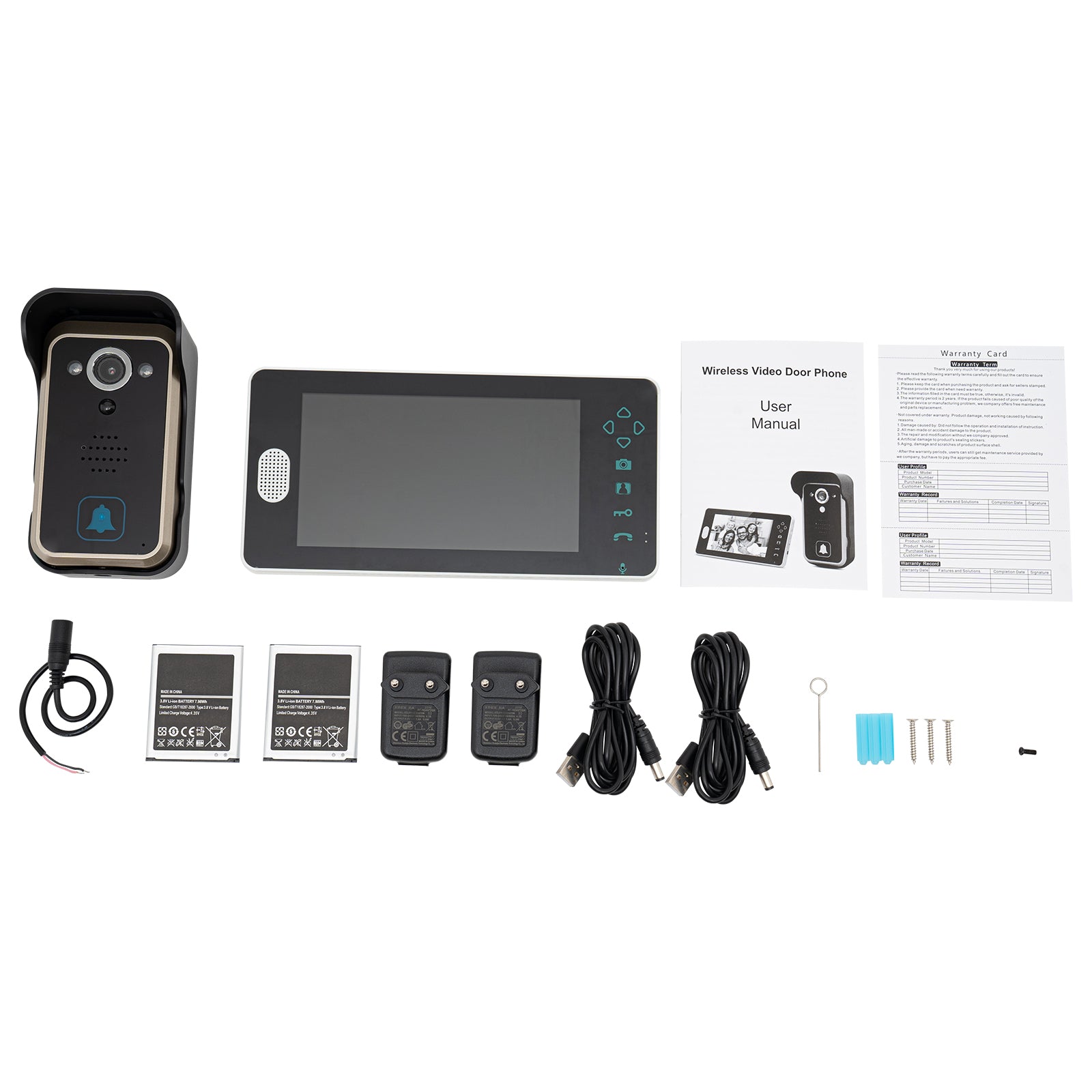 Drahtlose Video Türsprechanlage Türklingel Intercom System, Kabellose Video Gegensprechanlage Türsprechanlage