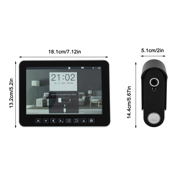 Video-Gegensprechanlage Türklingel, Türklingelkamera mit 7,12-Zoll-Touchscreen-Monitor, Video-Gegensprechanlage Türklingel 32 GB