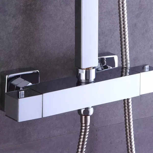Duschsystem mit Thermostat Quadratisch Duschkopf Handbrause