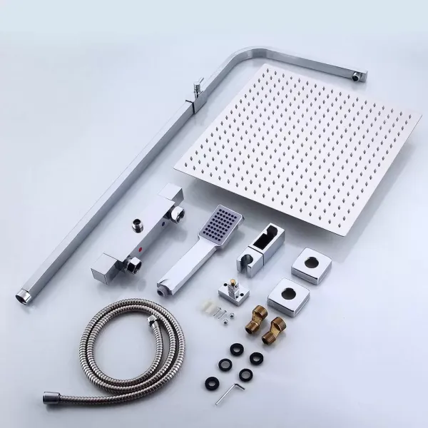 Duschsystem mit Thermostat Quadratisch Duschkopf Handbrause