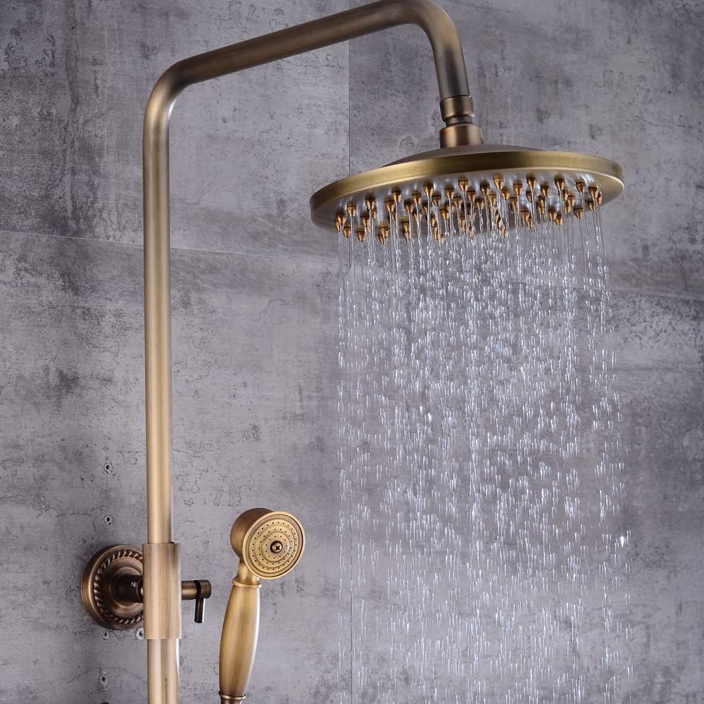 Retro Duschset, Antik Messing Duschsystem, Wasserhahn Messing Antik Mit Höhenverstellbar Umfassen Handbrause