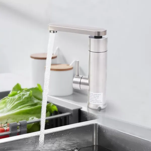 Elektrisch Warmwasserhahn, 360º Drehbar mit Durchlauferhitzer,LED Temperaturanzeige