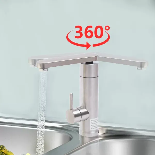 Elektrisch Warmwasserhahn, 360º Drehbar mit Durchlauferhitzer,LED Temperaturanzeige