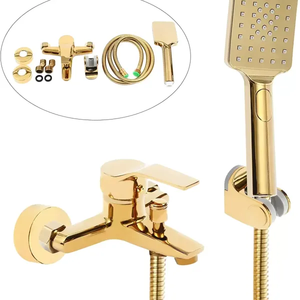 Badewannenarmatur mit Handbrause, Wannenarmatur Duschbrause, Brausehalter Dusche Set , für Badezimmer, gold Badewannenarmatur mit Handbrause, Wannenarmatur Duschbrause, Brausehalter Dusche Set , für Badezimmer, gold