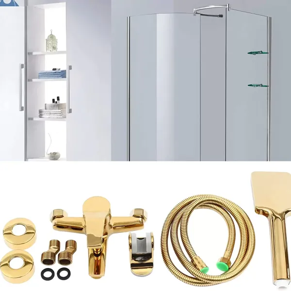 Badewannenarmatur mit Handbrause, Wannenarmatur Duschbrause, Brausehalter Dusche Set , für Badezimmer, gold