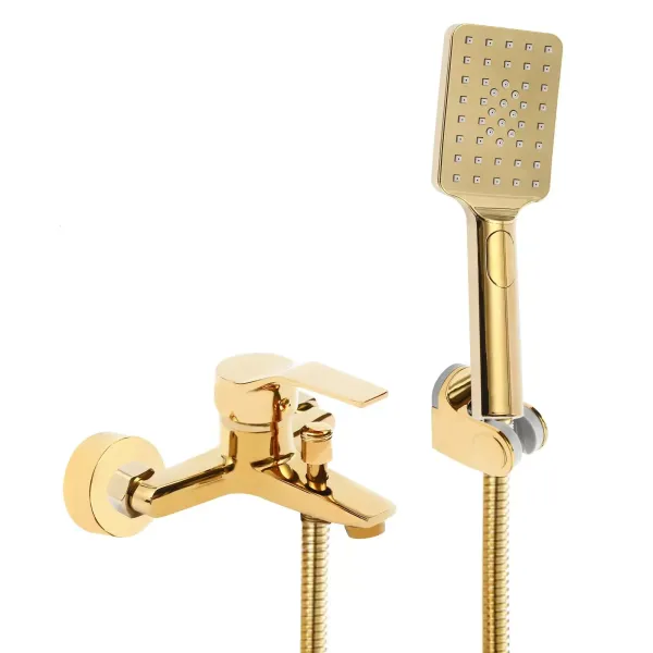 Badewannenarmatur mit Handbrause, Wannenarmatur Duschbrause, Brausehalter Dusche Set , für Badezimmer, gold