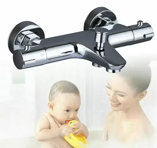 Badewannenarmatur 38°C Sicherheitsschutz Thermostat Wannenarmatur Verdicktes PVD