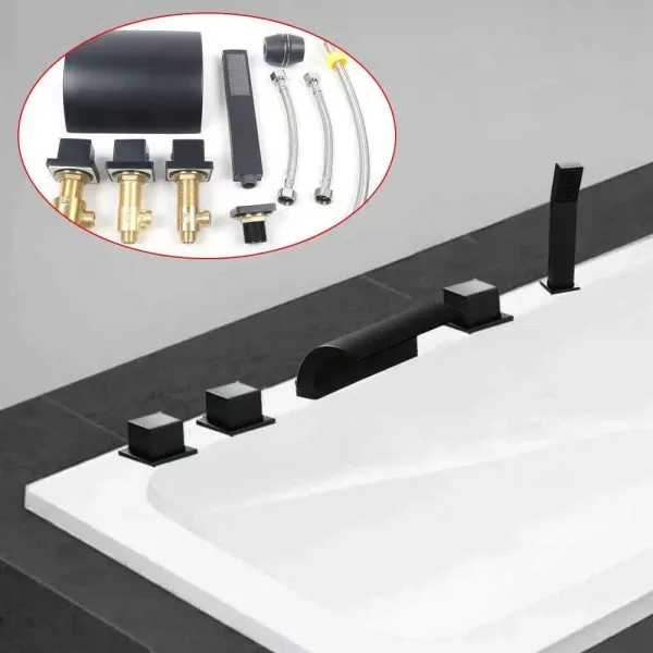 5 Loch Wannenrandarmatur Badewannenarmatur Badwanne Armatur Handbrause für Badewannen Wannenrand