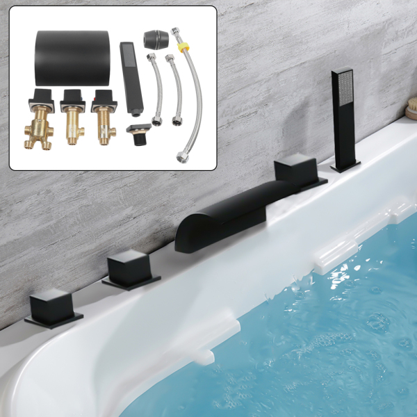 5 Loch Wannenrandarmatur Badewannenarmatur Badwanne Armatur Handbrause für Badewannen Wannenrand