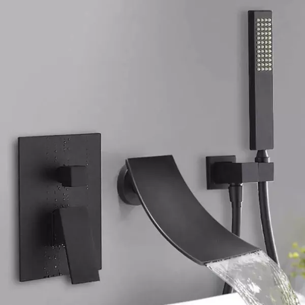 Wasserfall Bad Armaturen Badewanne Wasserhähne Wand Montiert Handbrause Schwarz Wasserfall Bad Armaturen Badewanne Wasserhähne Wand Montiert Handbrause Schwarz
