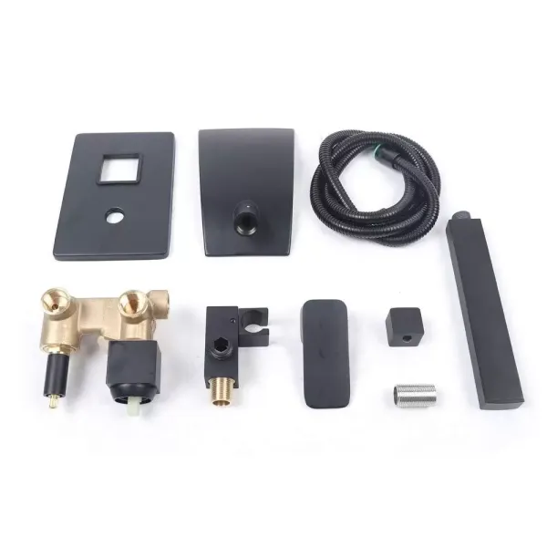 Wasserfall Bad Armaturen Badewanne Wasserhähne Wand Montiert Handbrause Schwarz