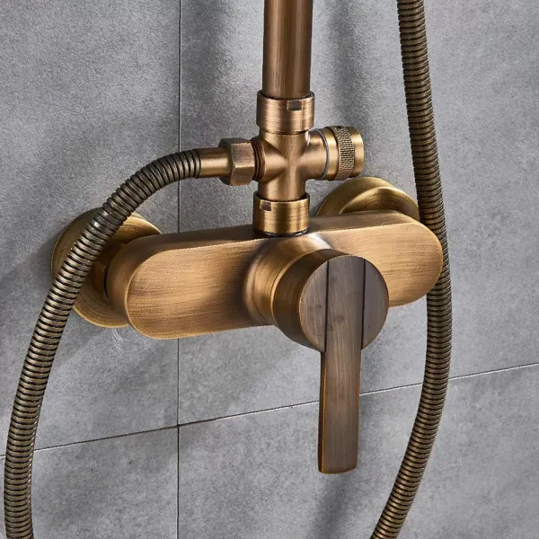 Duschset Wandmontage Bad Duscharmatur Set Antikmessing Höhenverstellbar Regendusche