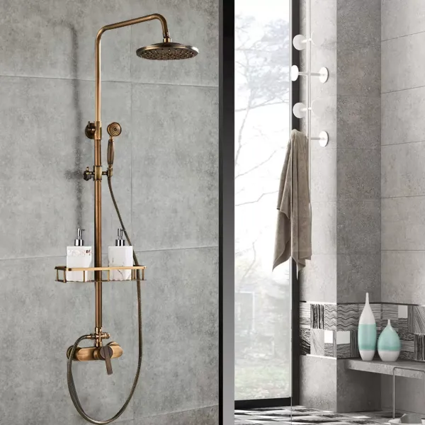 Duschset Wandmontage Bad Duscharmatur Set Antikmessing Höhenverstellbar Regendusche Duschset Wandmontage Bad Duscharmatur Set Antikmessing Höhenverstellbar Regendusche