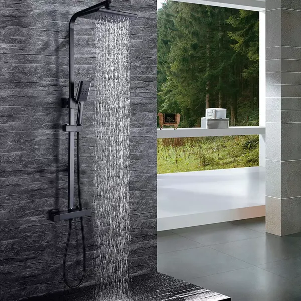 360 Grad Gedreht Duschsystem Mit Thermostat 38 ° C Duscharmatur Regendusche Schwarz 360 Grad Gedreht Duschsystem Mit Thermostat 38 ° C Duscharmatur Regendusche Schwarz