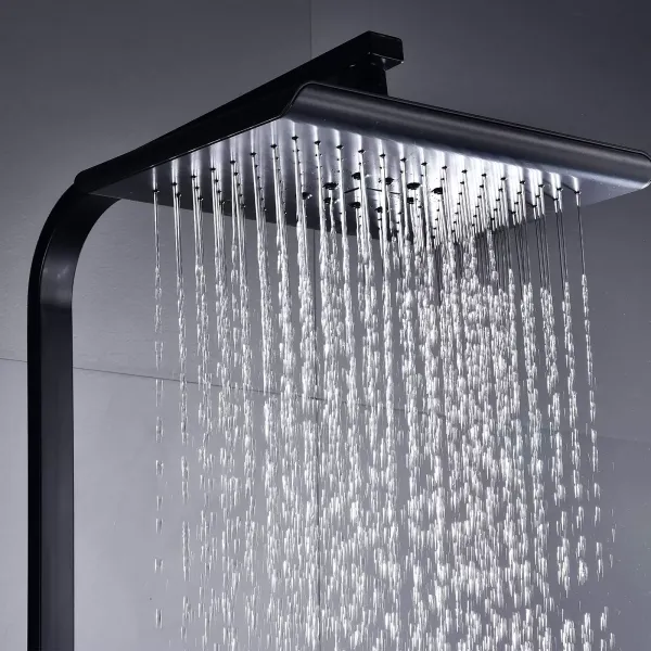 360 Grad Gedreht Duschsystem Mit Thermostat 38 ° C Duscharmatur Regendusche Schwarz