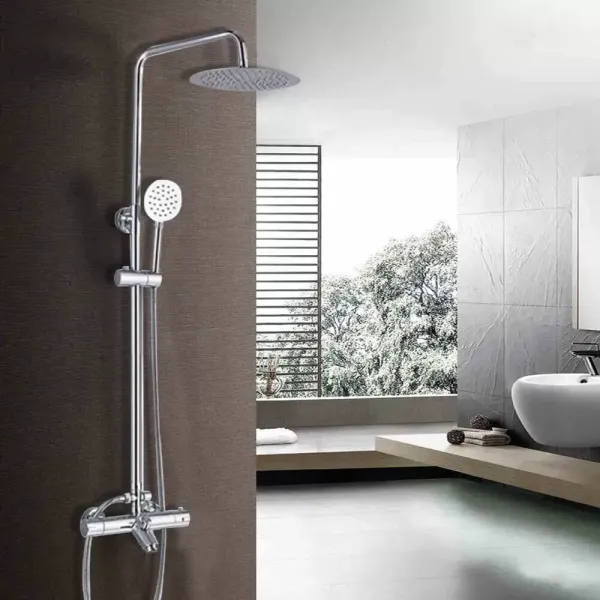 CNCEST Duschset mit Thermostat, Duschstange Regendusche Handbrause für Badezimmer