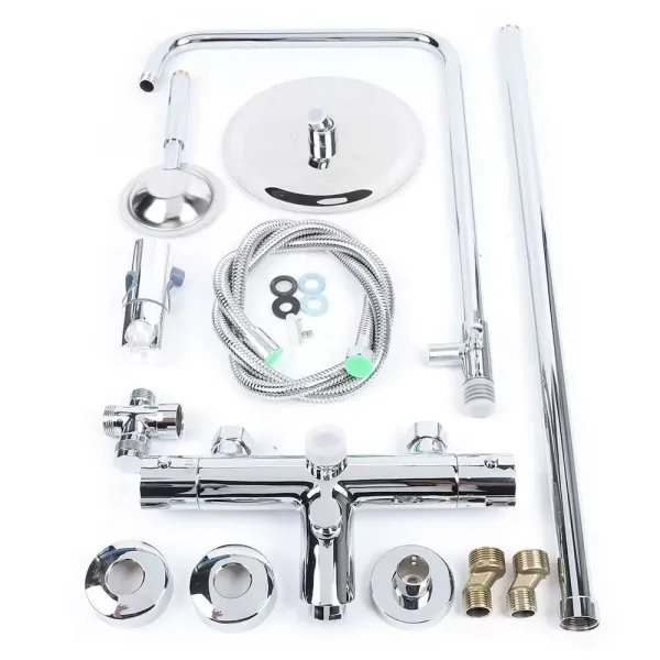 CNCEST Duschset mit Thermostat, Duschstange Regendusche Handbrause für Badezimmer CNCEST Duschset mit Thermostat, Duschstange Regendusche Handbrause für Badezimmer
