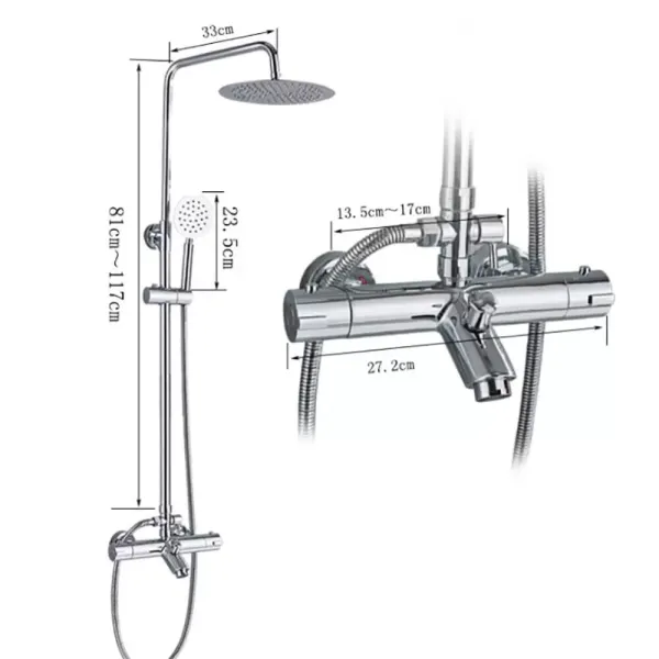 CNCEST Duschset mit Thermostat, Duschstange Regendusche Handbrause für Badezimmer CNCEST Duschset mit Thermostat, Duschstange Regendusche Handbrause für Badezimmer