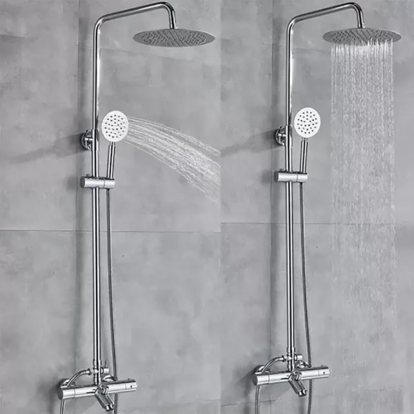 CNCEST Duschset mit Thermostat, Duschstange Regendusche Handbrause für Badezimmer
