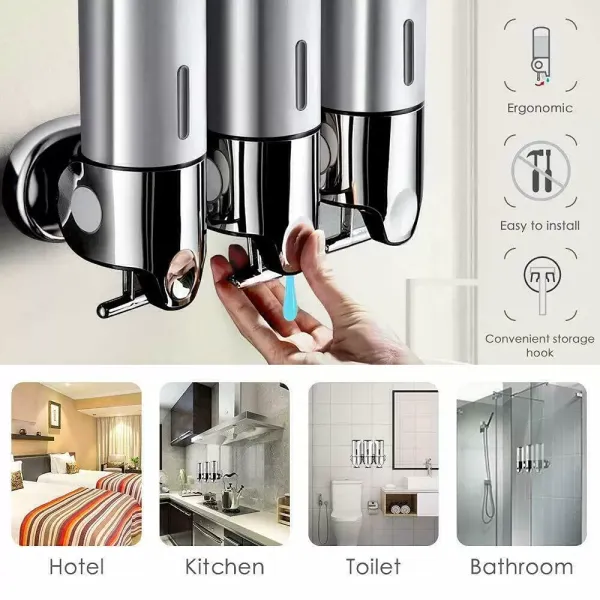 3X 500ml Seifenspender Wand Duschgel Shampoo Verteiler Gelbehälter Desinfektionsspender 3X 500ml Seifenspender Wand Duschgel Shampoo Verteiler Gelbehälter Desinfektionsspender