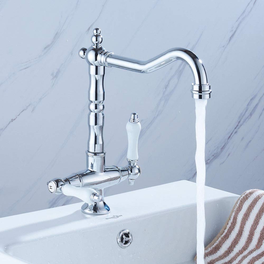 Chrom Nostalgie Wasserhahn Bad Waschbecken Wasserhahn Mischbatterie