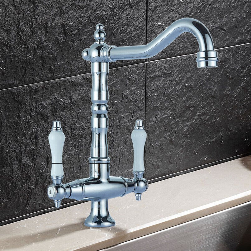 Chrom Nostalgie Wasserhahn Bad Waschbecken Wasserhahn Mischbatterie